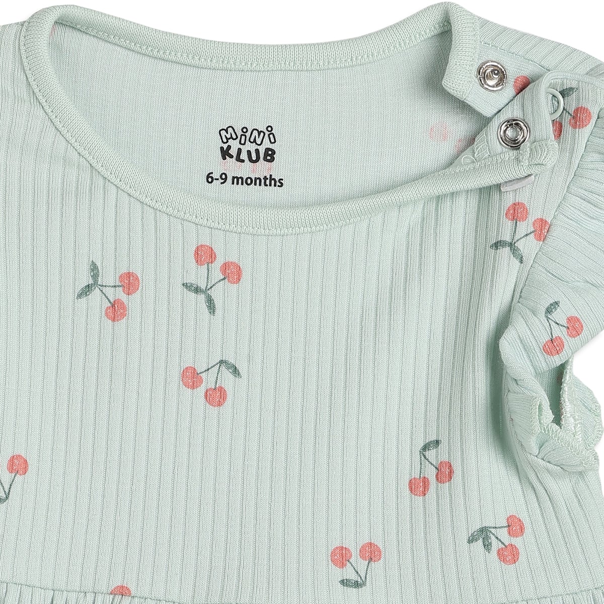 Baby Girls Pink And Mint Green Cotton Printed Dresses Pack Of 2 Regular Fit Casual Wear