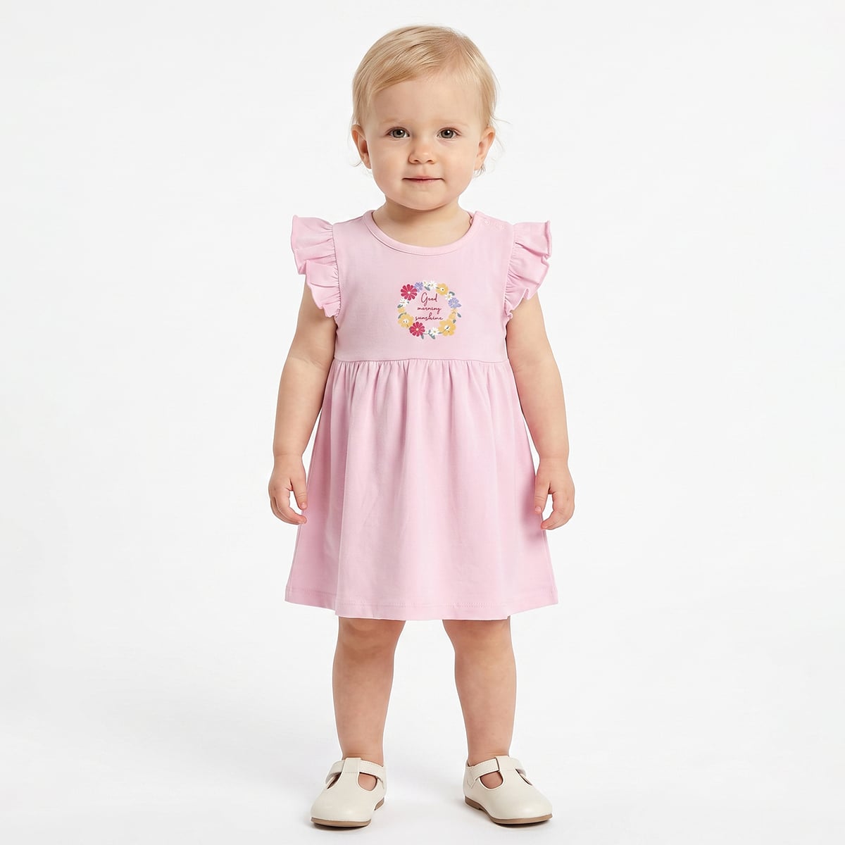 Baby Girls Pink And Mint Green Cotton Printed Dresses Pack Of 2 Regular Fit Casual Wear