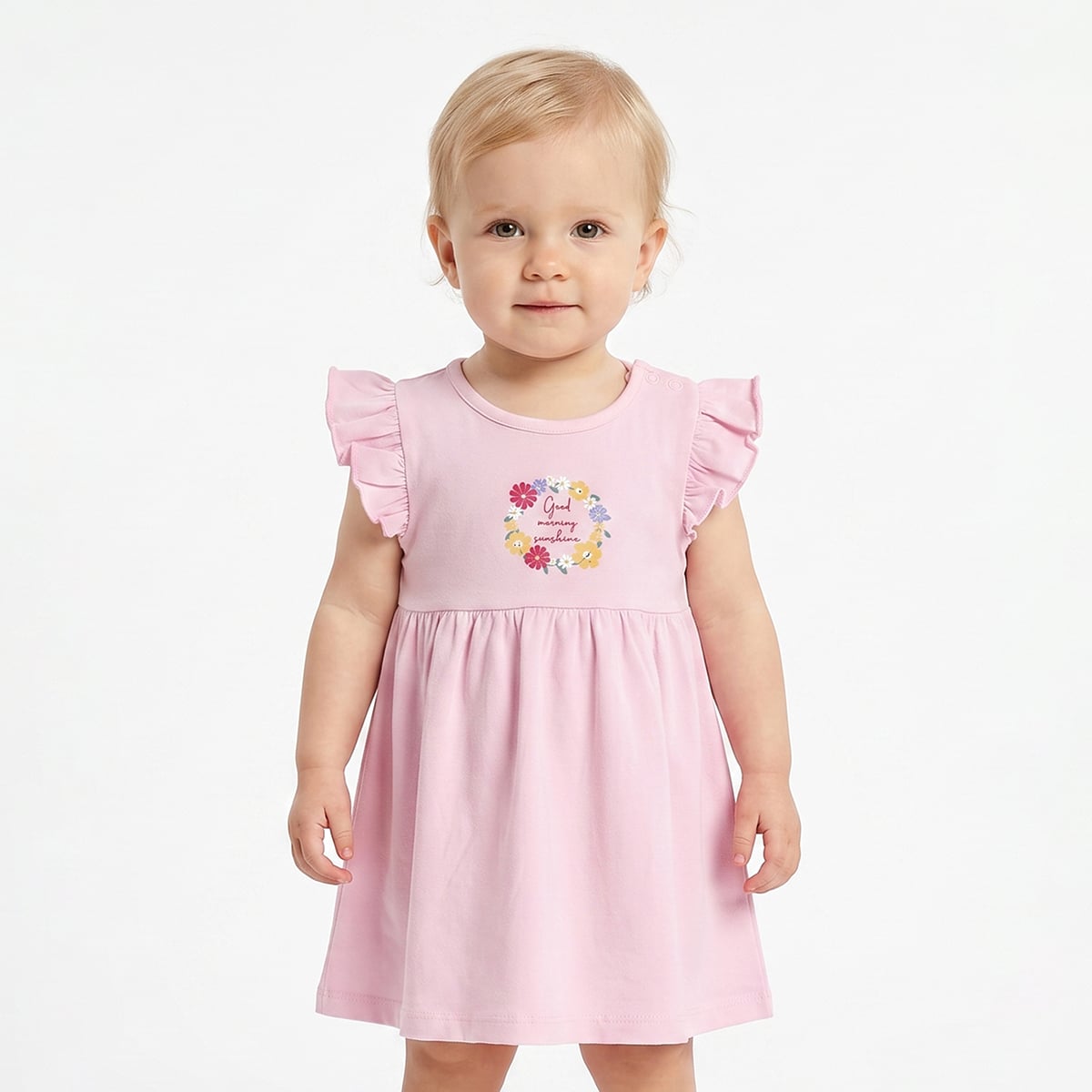 Baby Girls Pink And Mint Green Cotton Printed Dresses Pack Of 2 Regular Fit Casual Wear