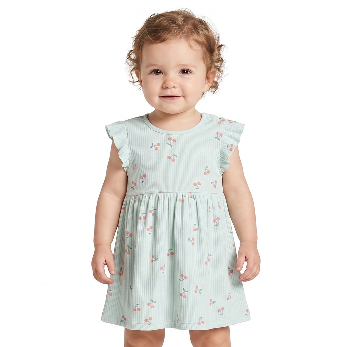 Baby Girls Pink And Mint Green Cotton Printed Dresses Pack Of 2 Regular Fit Casual Wear