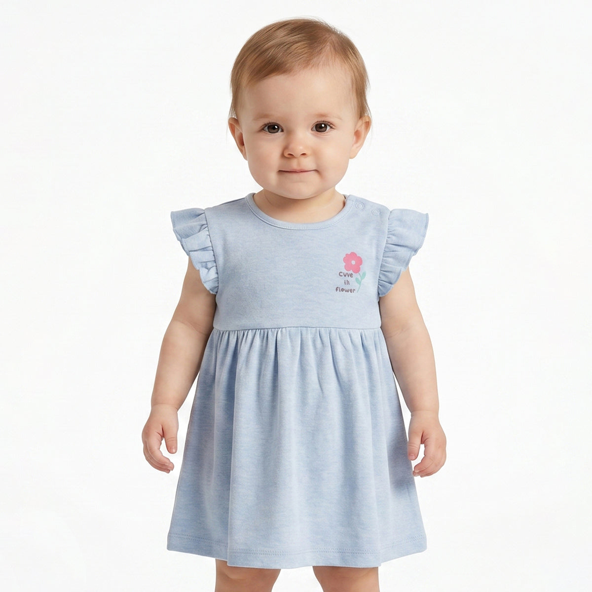 Baby Girls Blue & White Floral Printed Cotton Dress Pack of 2 Regular Fit Casual Dresses