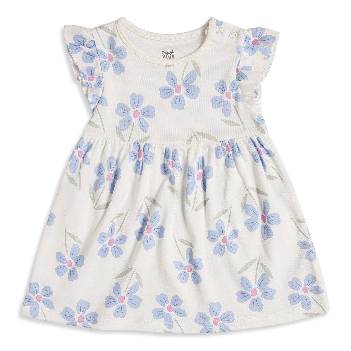 Baby Girls Blue & White Floral Printed Cotton Dress Pack of 2 Regular Fit Casual Dresses