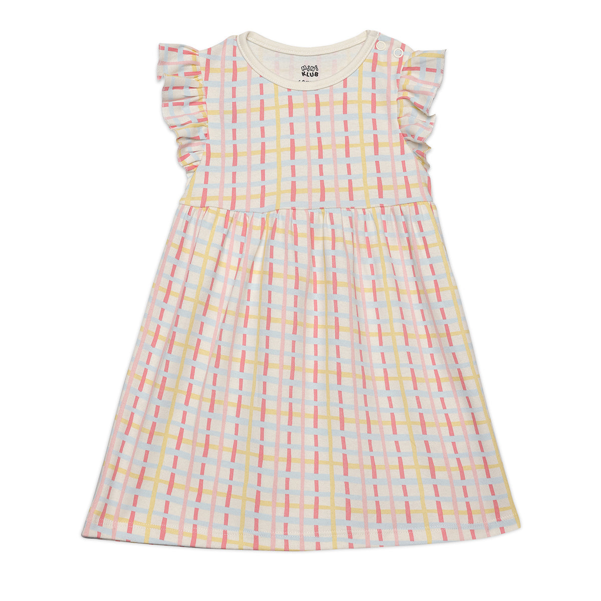 Baby Girls Checked and Sea Life Printed Dresses Pack of 2, Multicolor