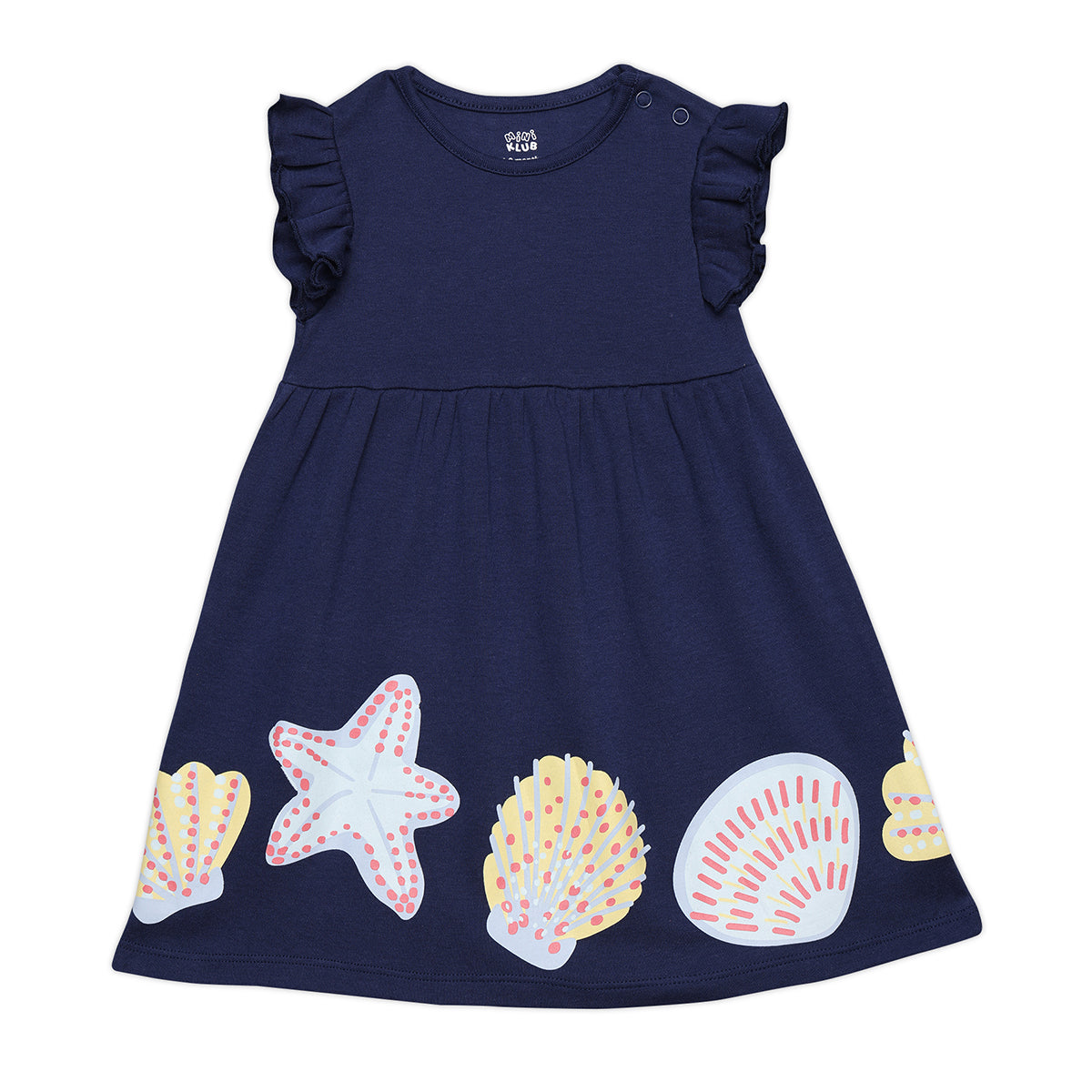 Baby Girls Checked and Sea Life Printed Dresses Pack of 2, Multicolor
