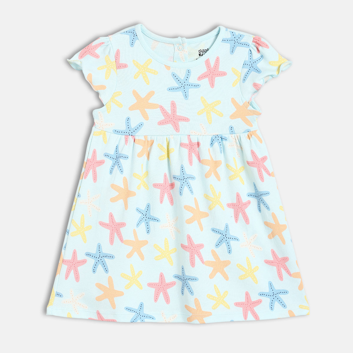 Baby Girls Starfish Print Knit Dresses Pack of 2, Aqua Blue and Cream