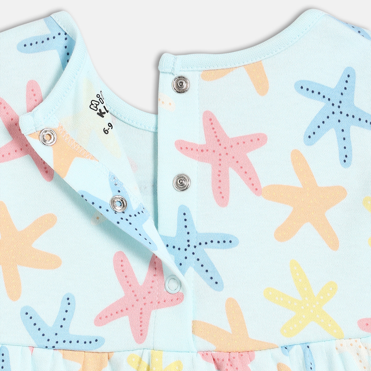 Baby Girls Starfish Print Knit Dresses Pack of 2, Aqua Blue and Cream