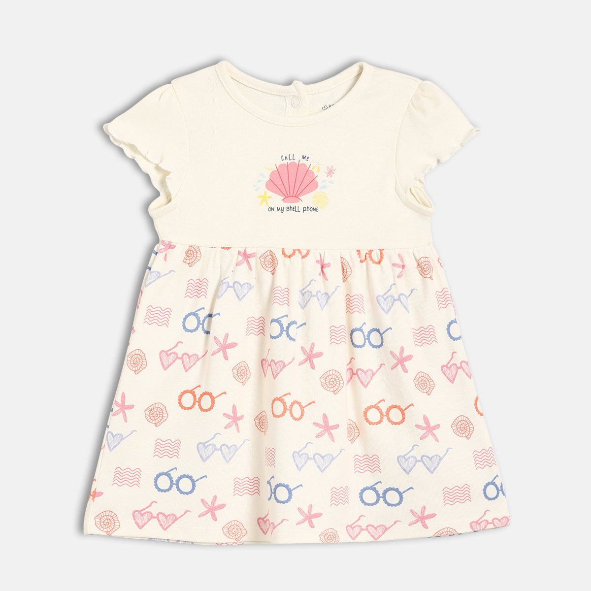 Baby Girls Starfish Print Knit Dresses Pack of 2, Aqua Blue and Cream