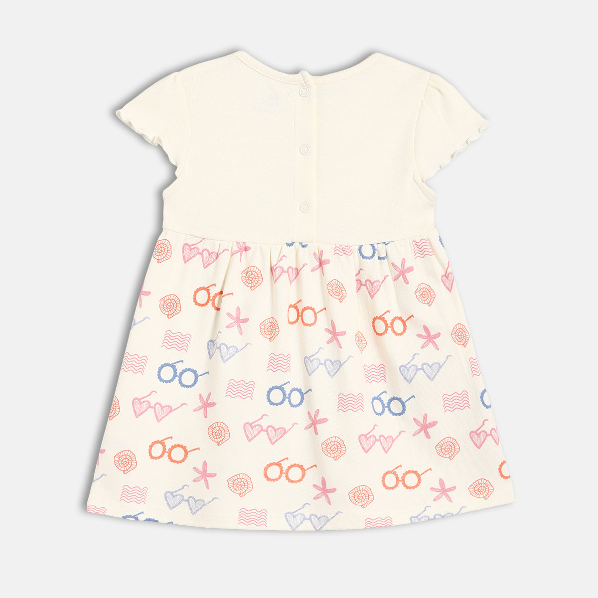 Baby Girls Starfish Print Knit Dresses Pack of 2, Aqua Blue and Cream