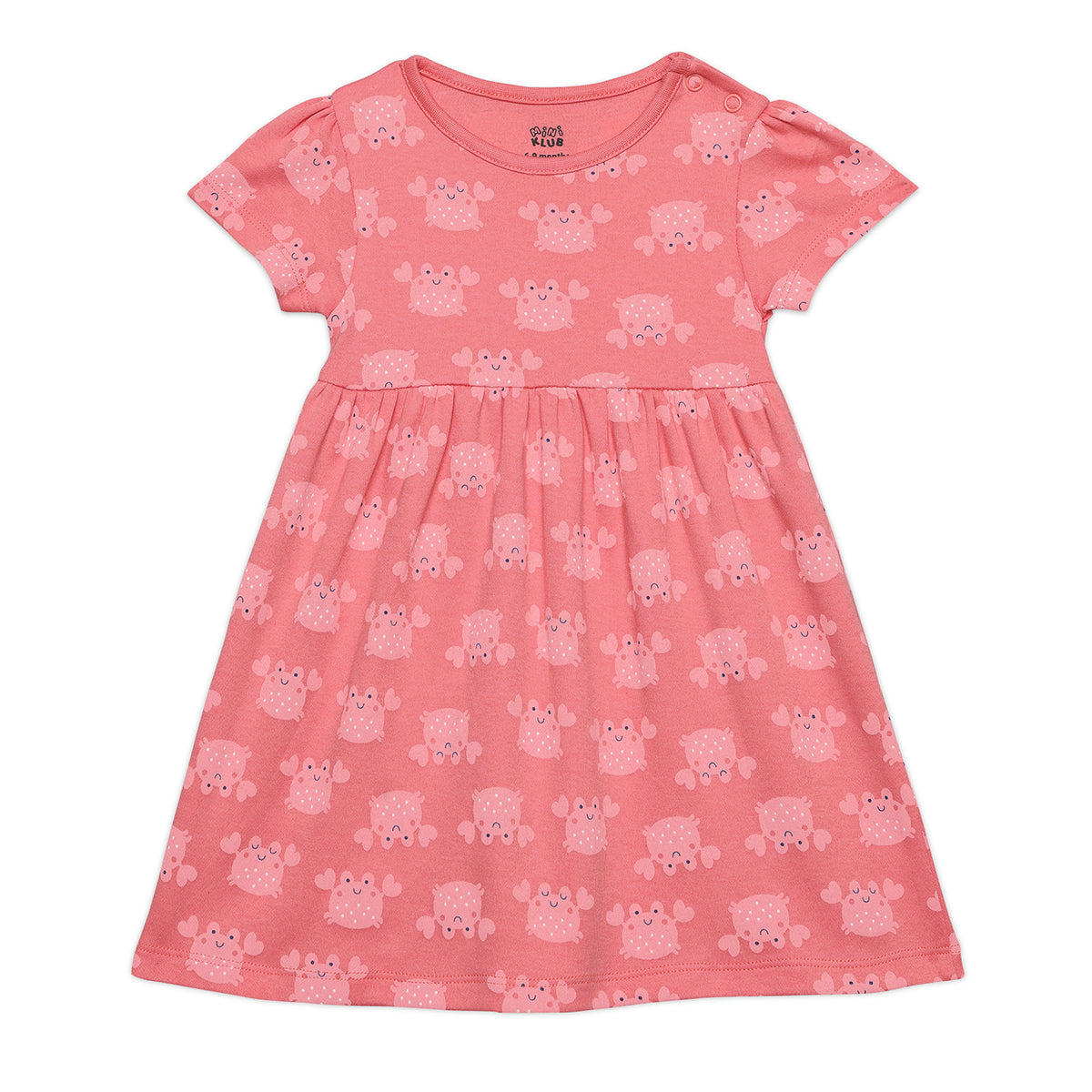 Baby Girls Ocean Theme Printed Dresses Pack of 2, Light Blue and Coral Pink