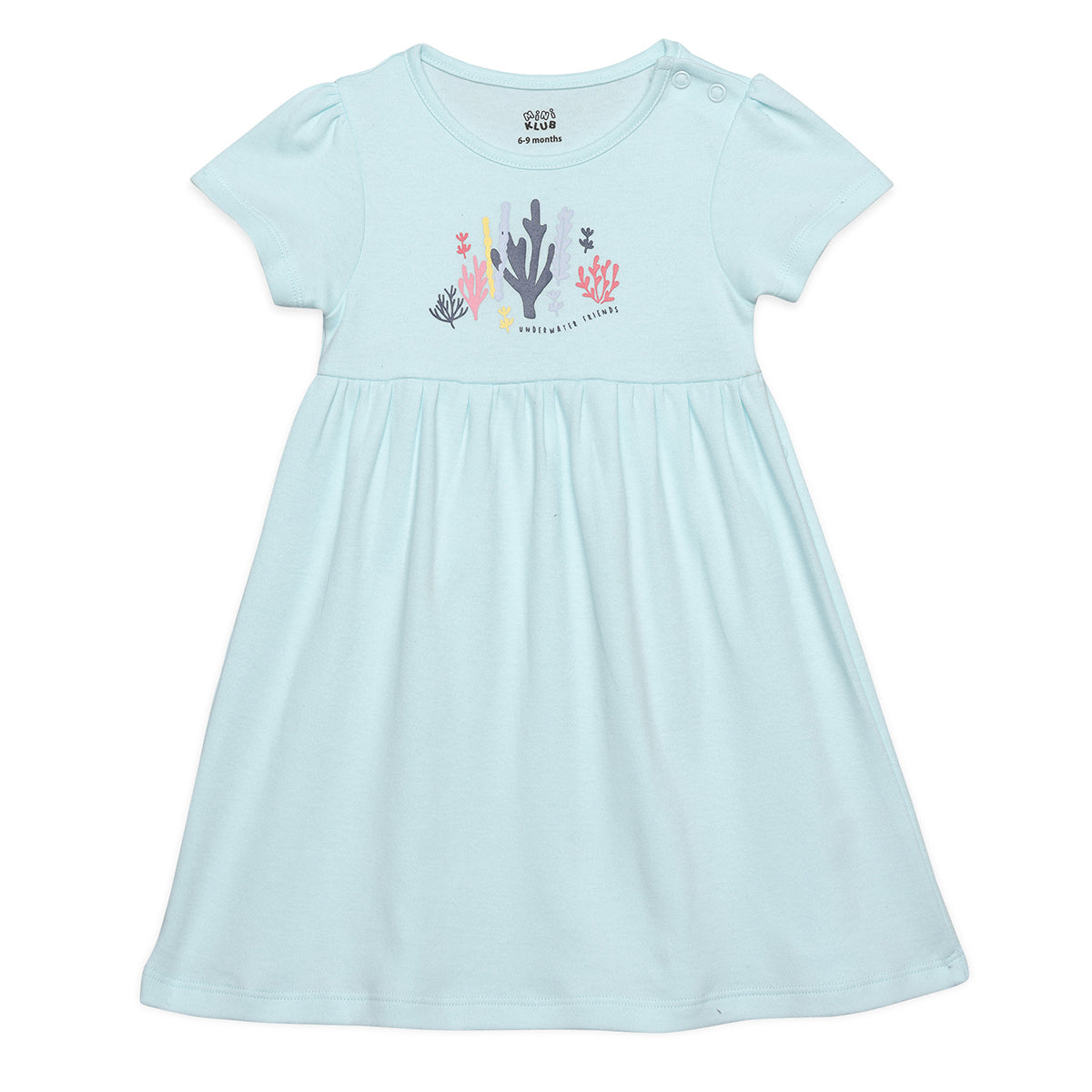 Baby Girls Ocean Theme Printed Dresses Pack of 2, Light Blue and Coral Pink