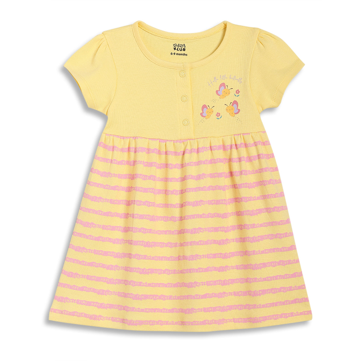 Baby Girls Printed Front Open Knit Dress Pack of 2, Green & Yellow