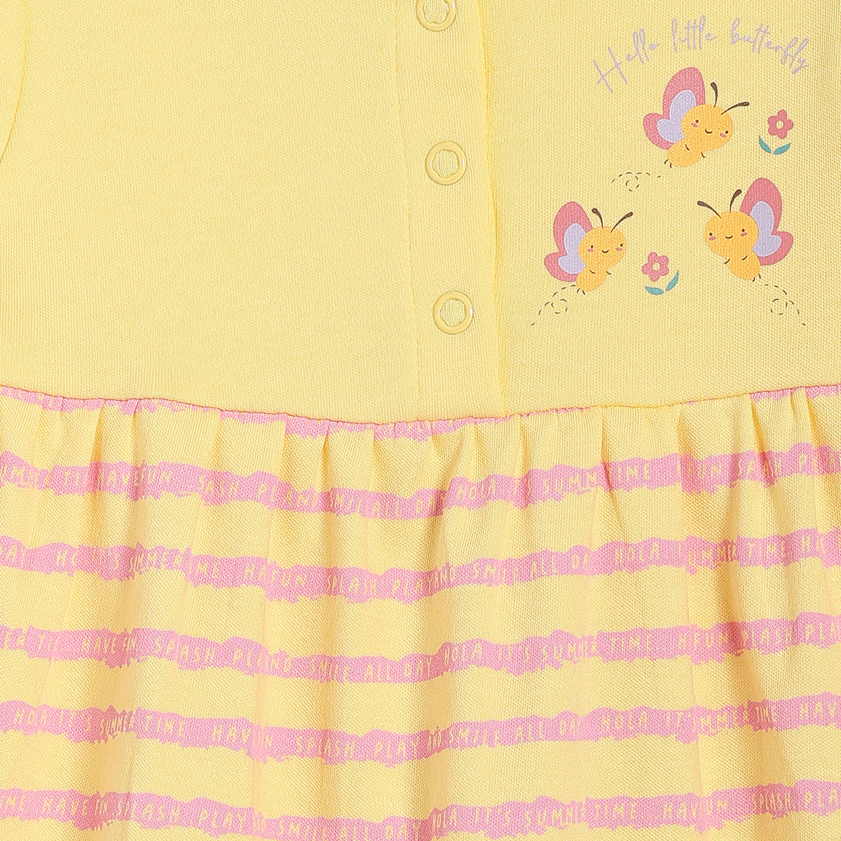 Baby Girls Printed Front Open Knit Dress Pack of 2, Green & Yellow