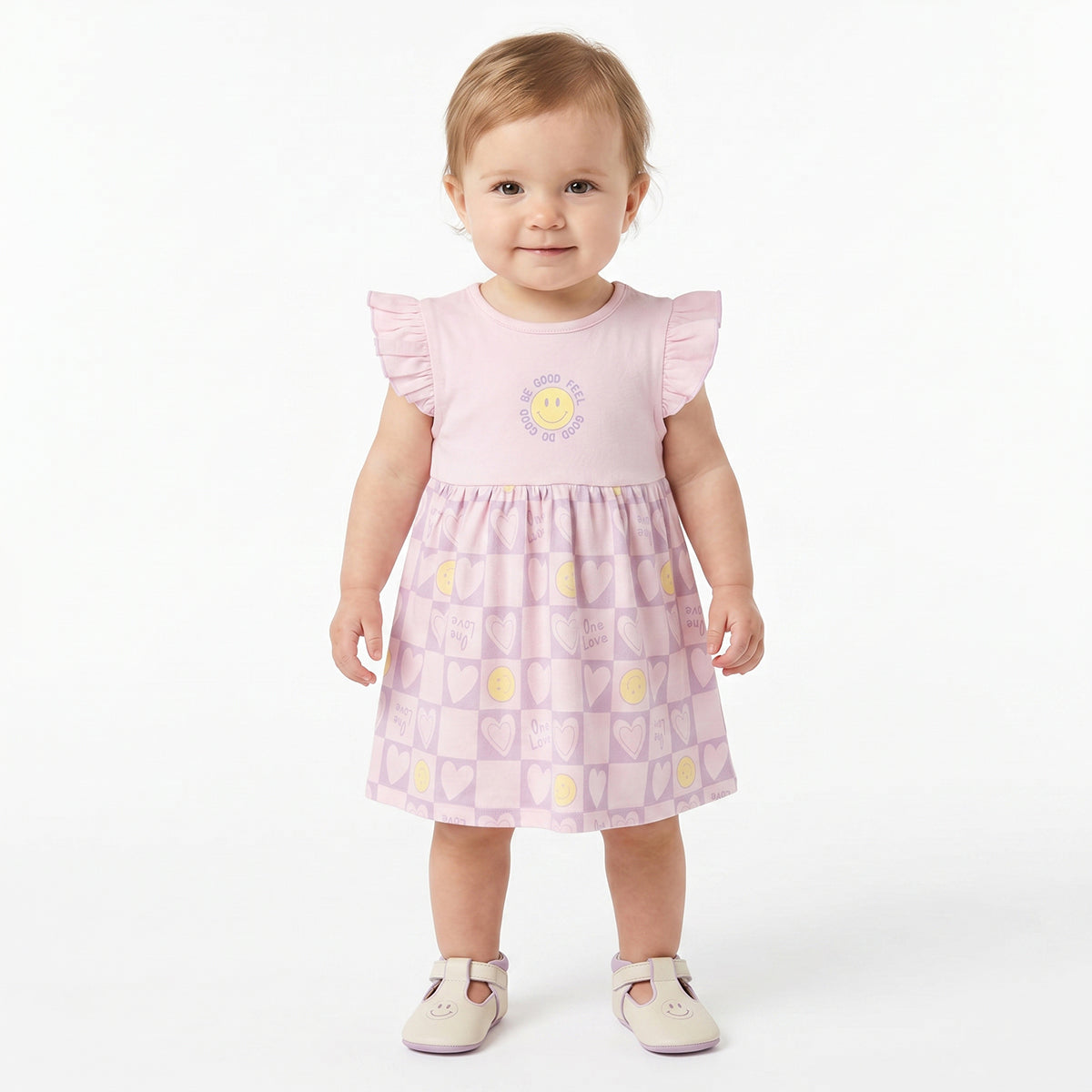 Baby Girls Cherry Print Dresses Pack of 2, Yellow and Pink