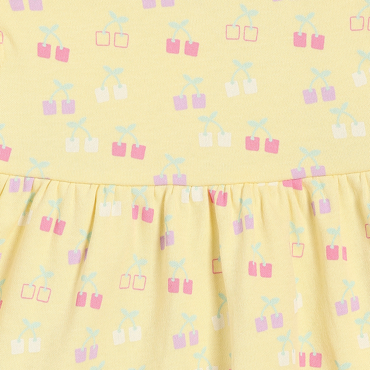 Baby Girls Cherry Print Dresses Pack of 2, Yellow and Pink