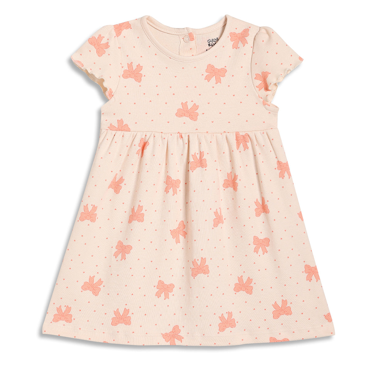 Baby Girls Bow Print Dresses Pack of 2, Peach and Light Blue
