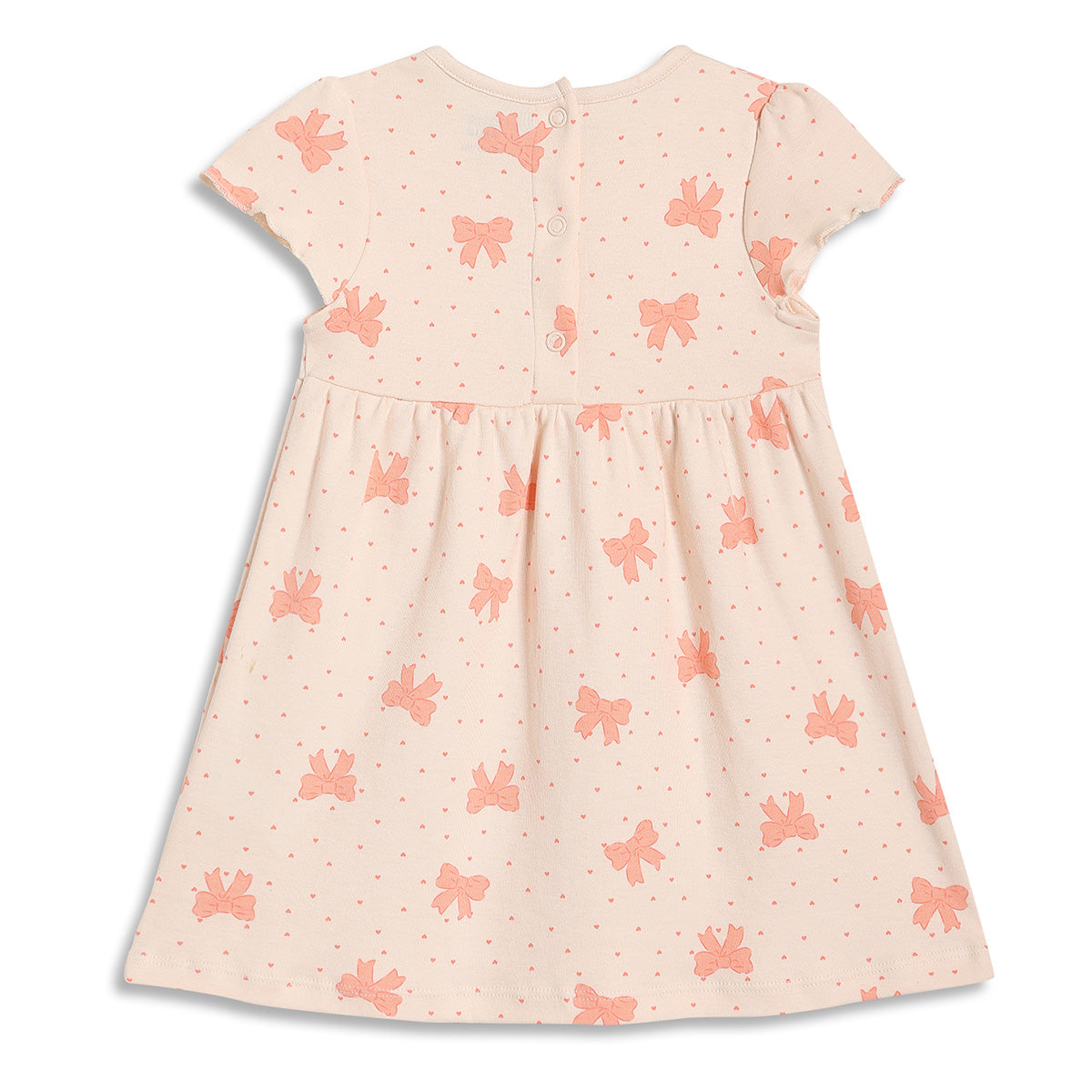 Baby Girls Bow Print Dresses Pack of 2, Peach and Light Blue