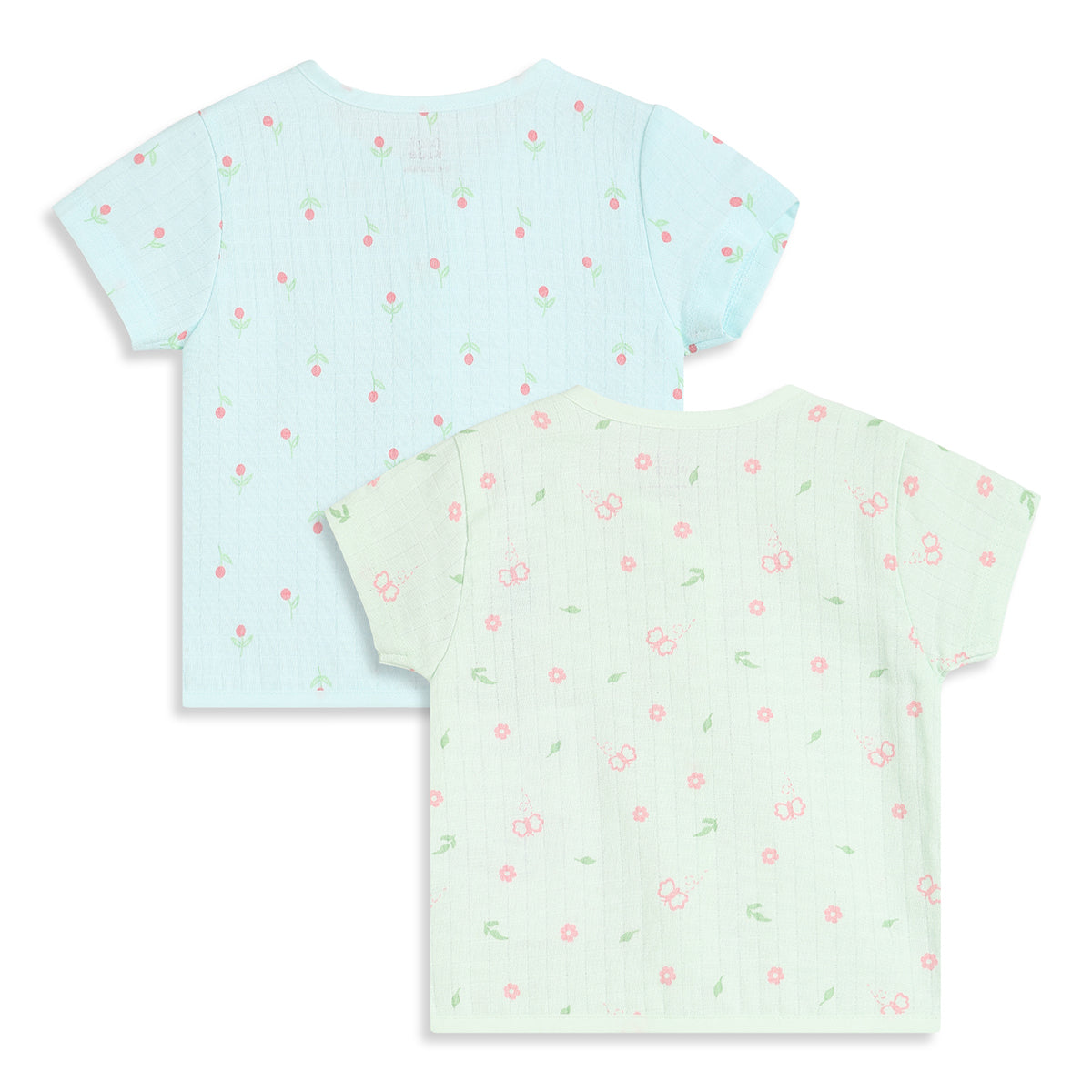 Baby Girls Blue and Green Cotton Muslin Printed Front Open Vests Pack of 2 Regular Fit Casual Wear