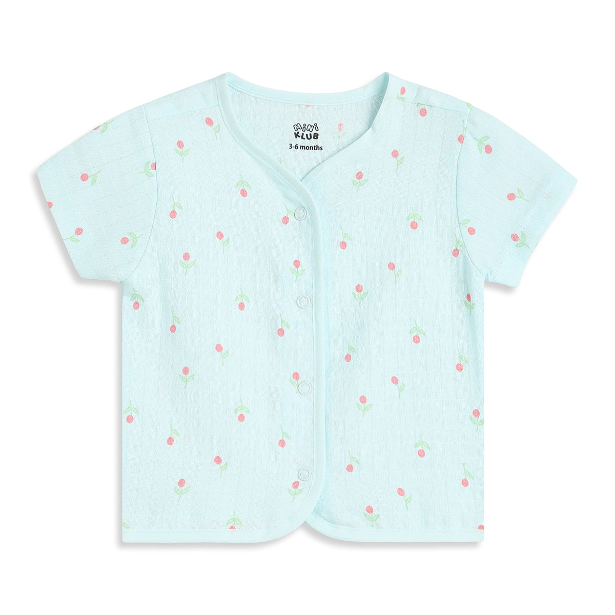 Baby Girls Blue and Green Cotton Muslin Printed Front Open Vests Pack of 2 Regular Fit Casual Wear