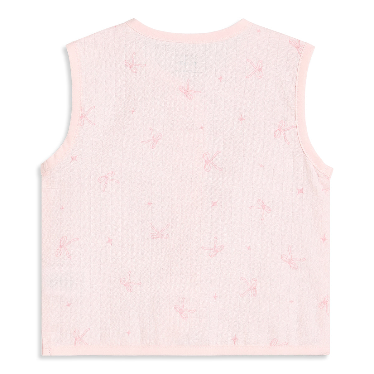 Baby Girls Pink And Cream Cotton Printed Front Open Vests Pack Of 2 Regular Fit Everyday Wear