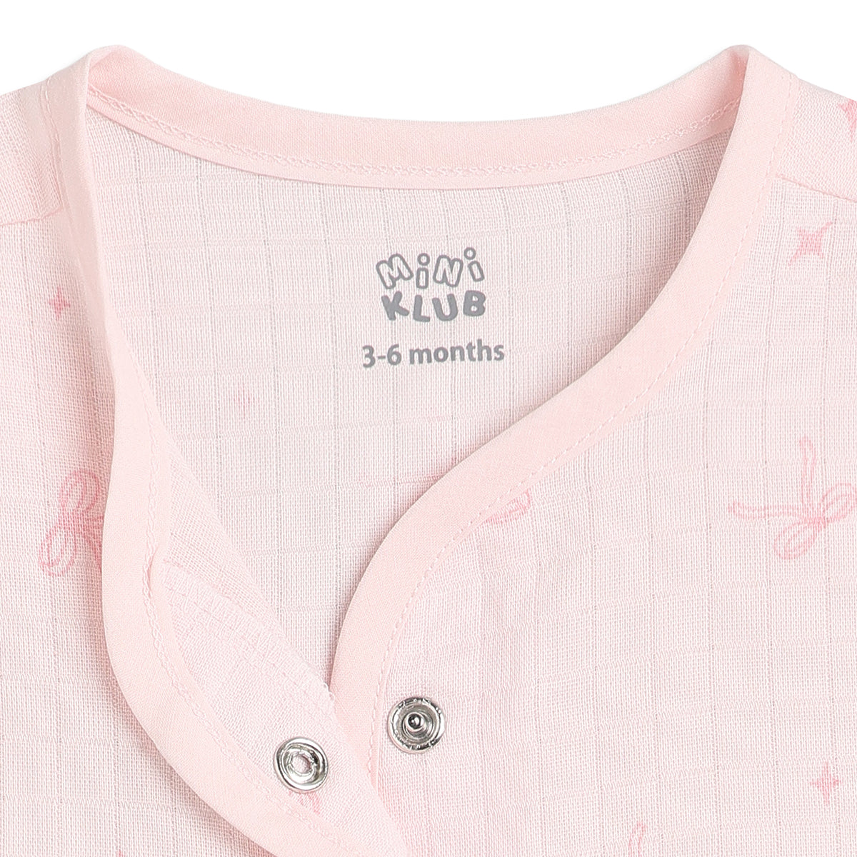 Baby Girls Pink And Cream Cotton Printed Front Open Vests Pack Of 2 Regular Fit Everyday Wear