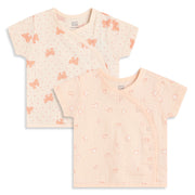 Baby Girls Peach And Cream Cotton Printed Front Open Vests Pack Of 2 Regular Fit Everyday Wear
