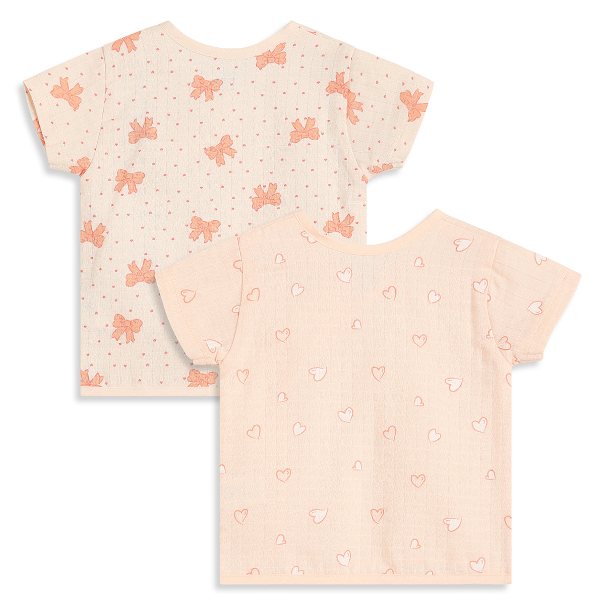 Baby Girls Peach And Cream Cotton Printed Front Open Vests Pack Of 2 Regular Fit Everyday Wear