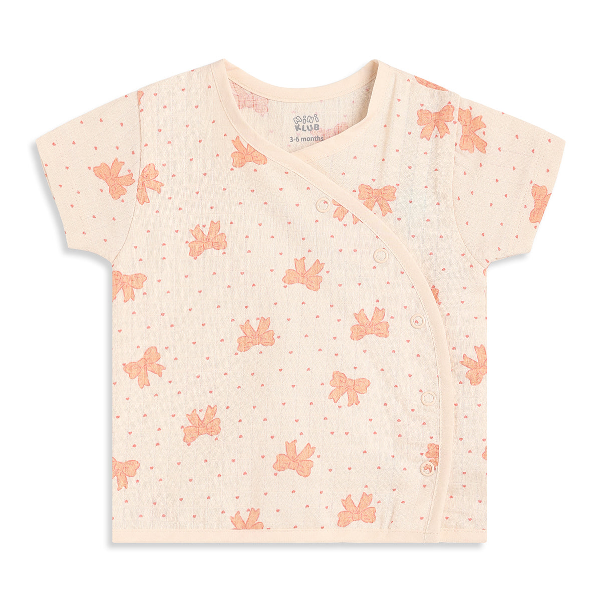 Baby Girls Peach And Cream Cotton Printed Front Open Vests Pack Of 2 Regular Fit Everyday Wear