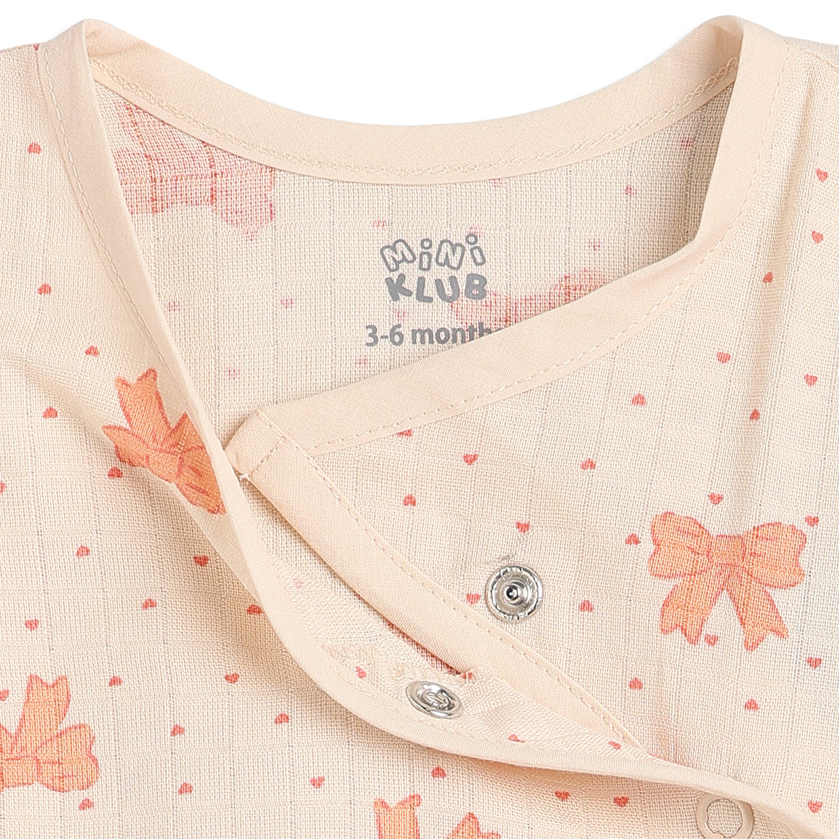 Baby Girls Peach And Cream Cotton Printed Front Open Vests Pack Of 2 Regular Fit Everyday Wear