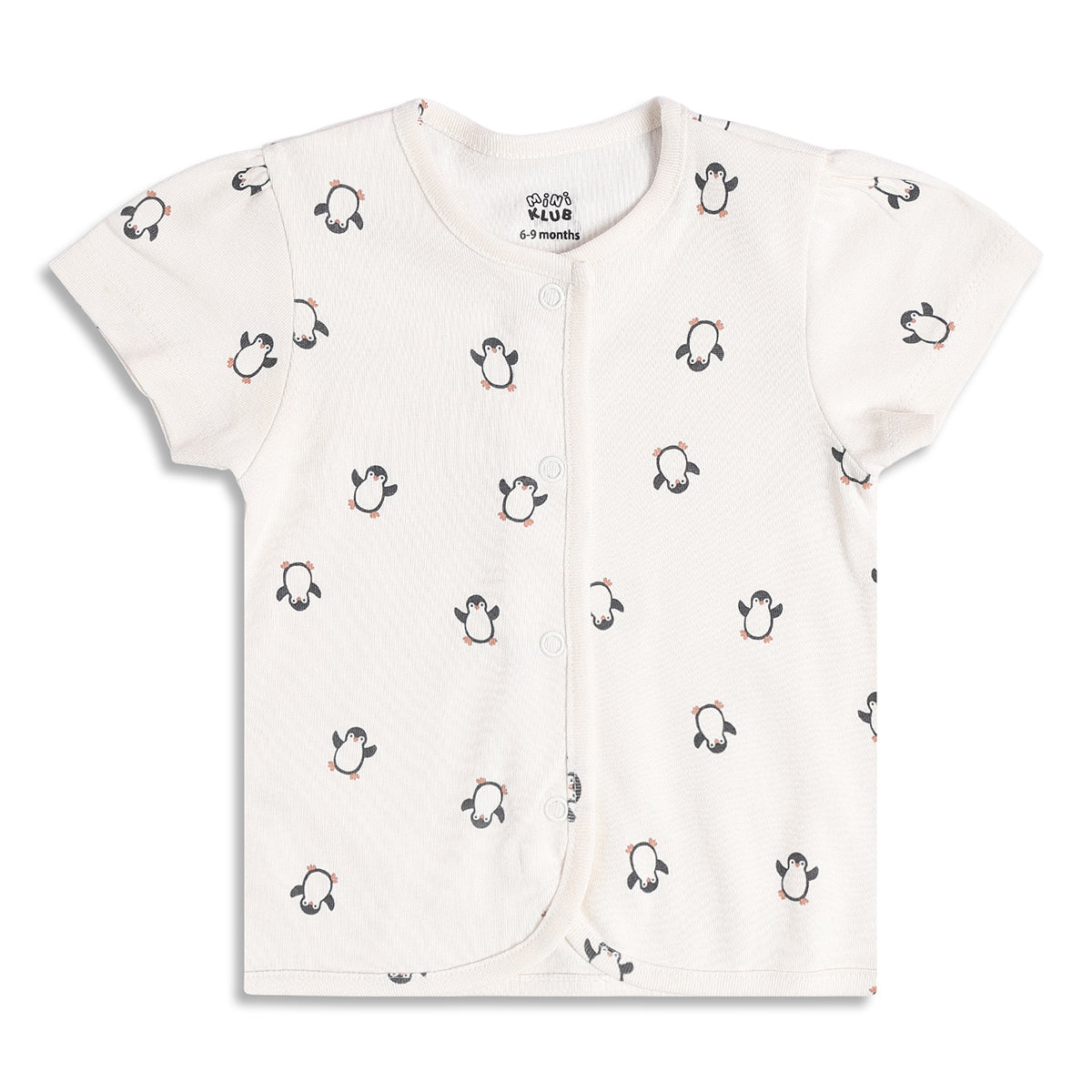 Baby Girls Penguin Print And Polka Dot Front Open Vests Pack of 2, White