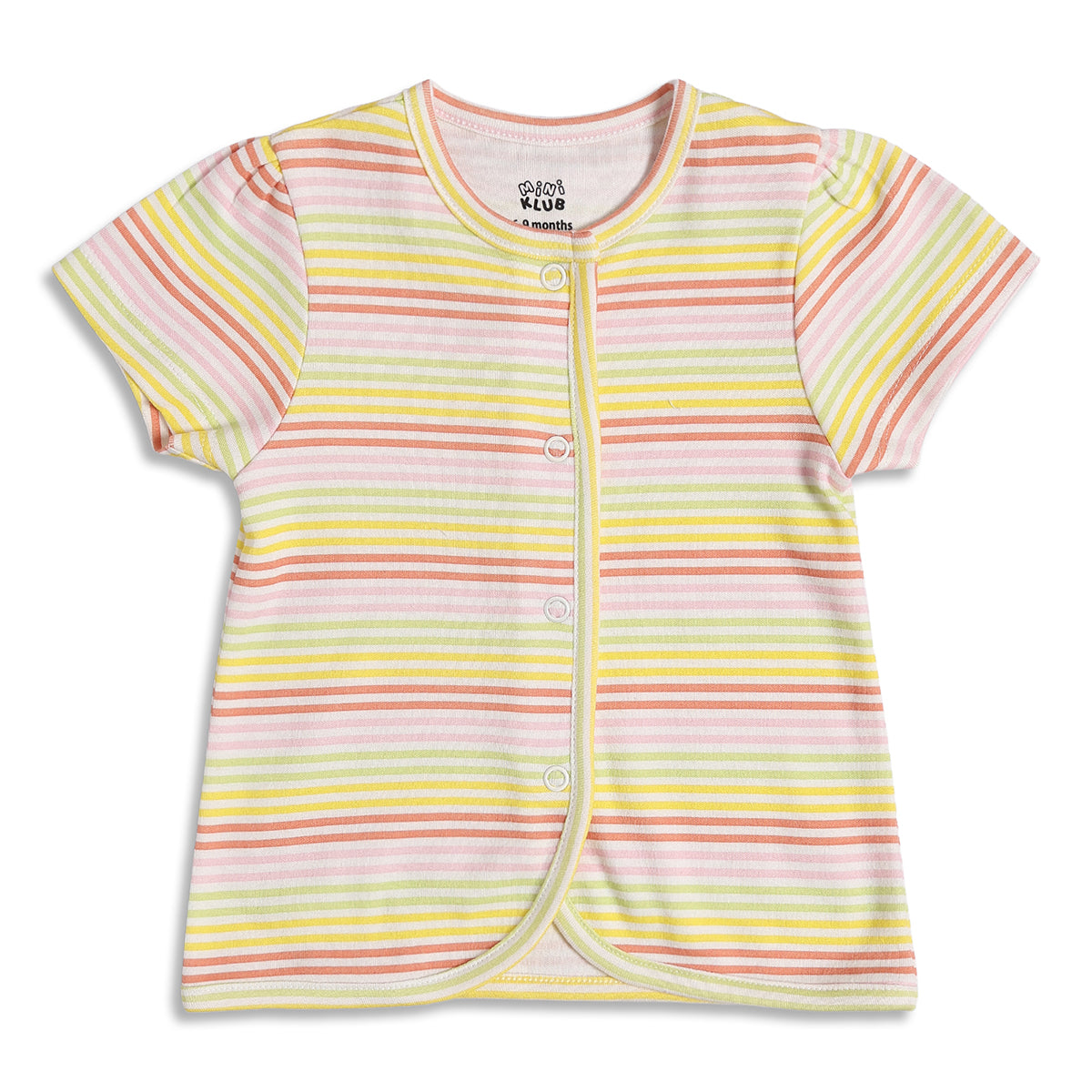 Baby Girls White & Pink Striped Cotton Front Open Vest Pack of 2 Regular Fit Casual Baby Vests