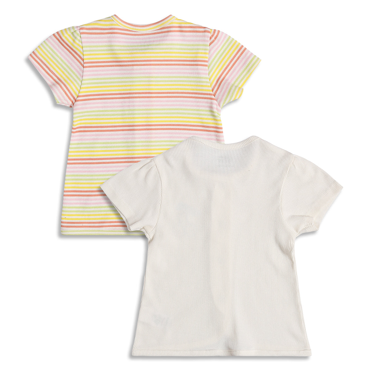 Baby Girls White & Pink Striped Cotton Front Open Vest Pack of 2 Regular Fit Casual Baby Vests