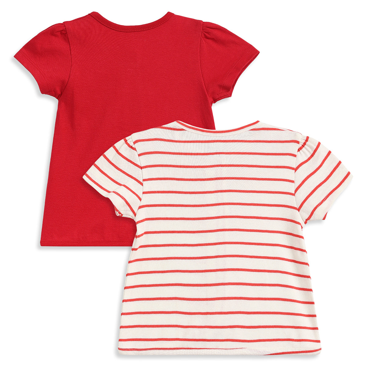 Baby Girls Red & White Striped Cotton Front Open Vest Pack of 2 Regular Fit Casual Baby Vests