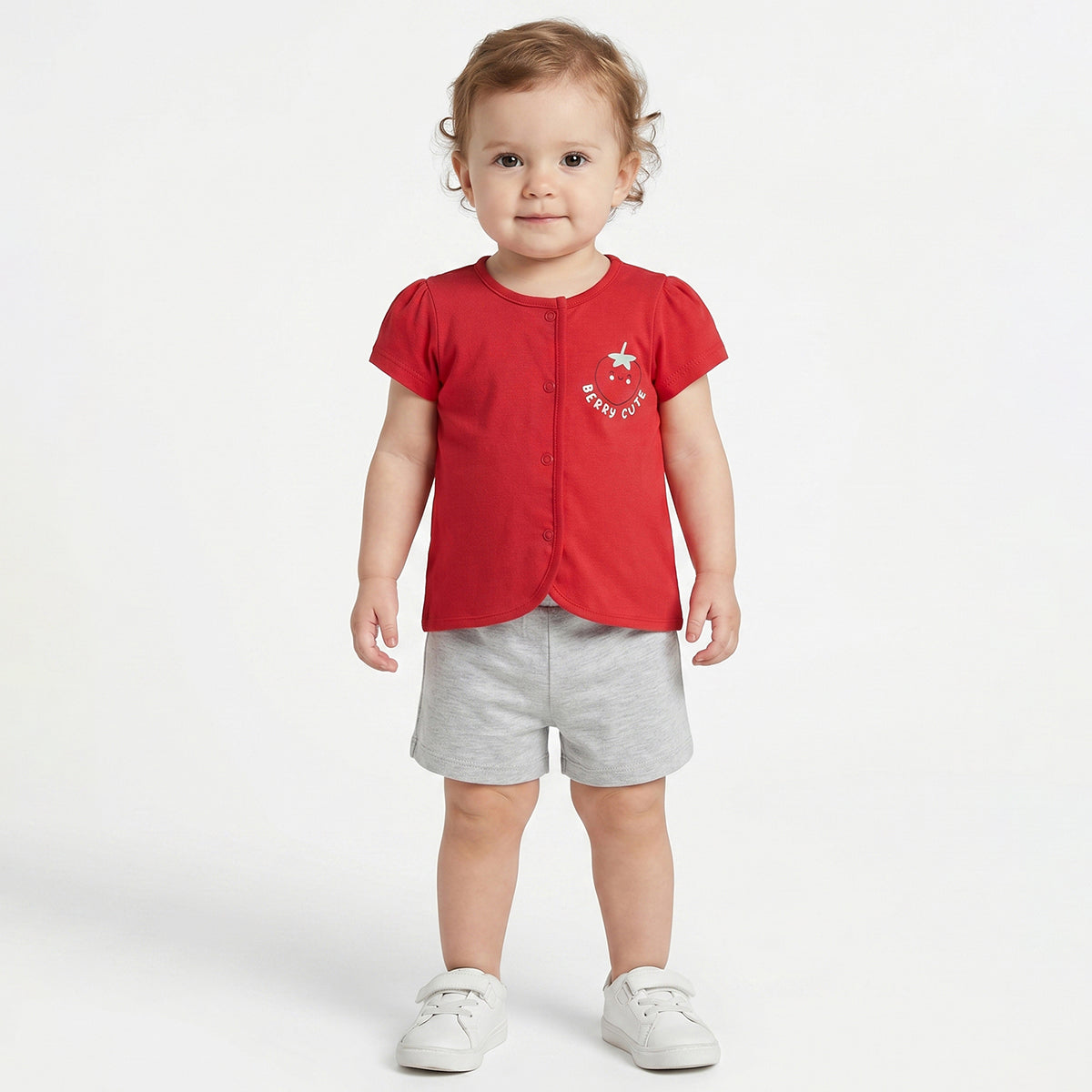 Baby Girls Red & White Striped Cotton Front Open Vest Pack of 2 Regular Fit Casual Baby Vests