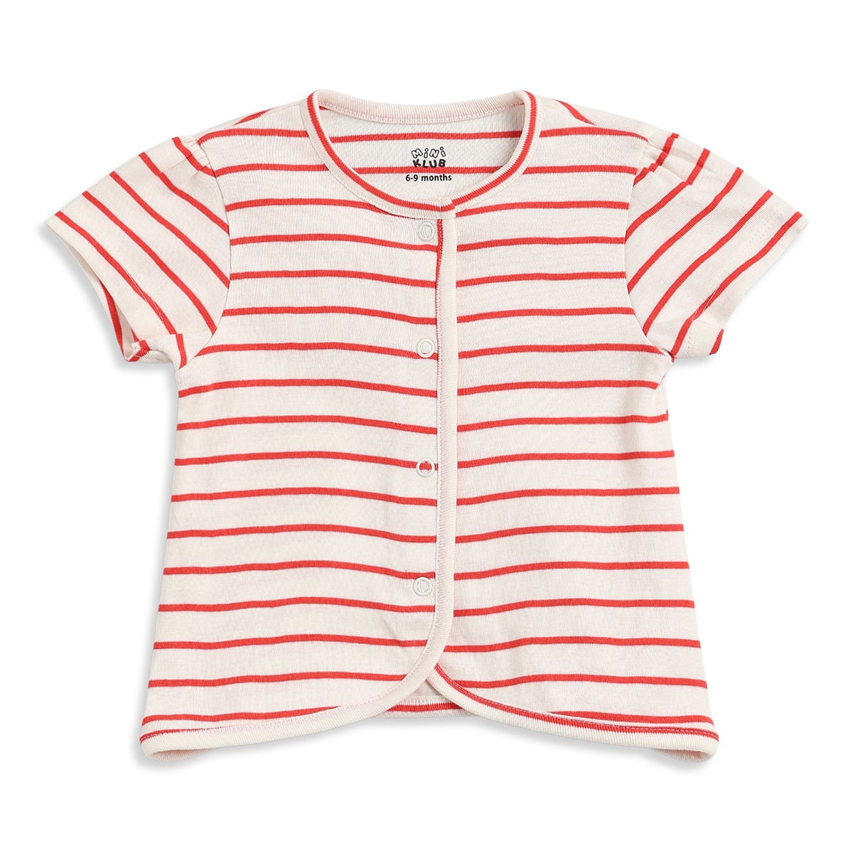 Baby Girls Red & White Striped Cotton Front Open Vest Pack of 2 Regular Fit Casual Baby Vests
