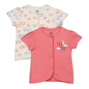 Baby Girls Sea Life Printed Front Open Vests Pack Of 2, Multicolor