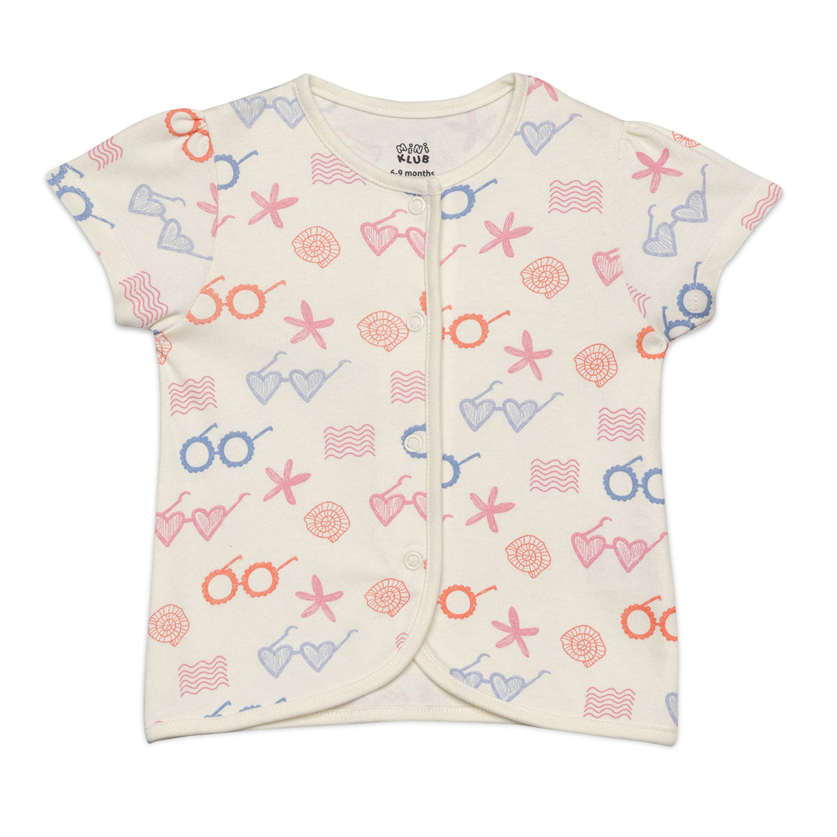 Baby Girls Sea Life Printed Front Open Vests Pack Of 2, Multicolor