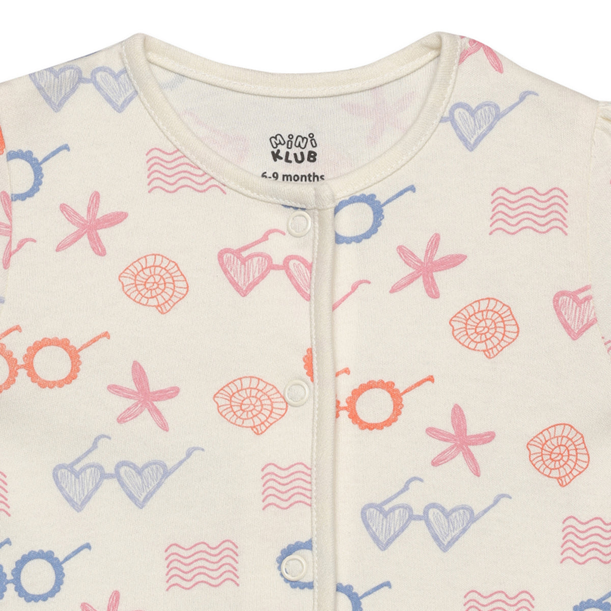 Baby Girls Sea Life Printed Front Open Vests Pack Of 2, Multicolor