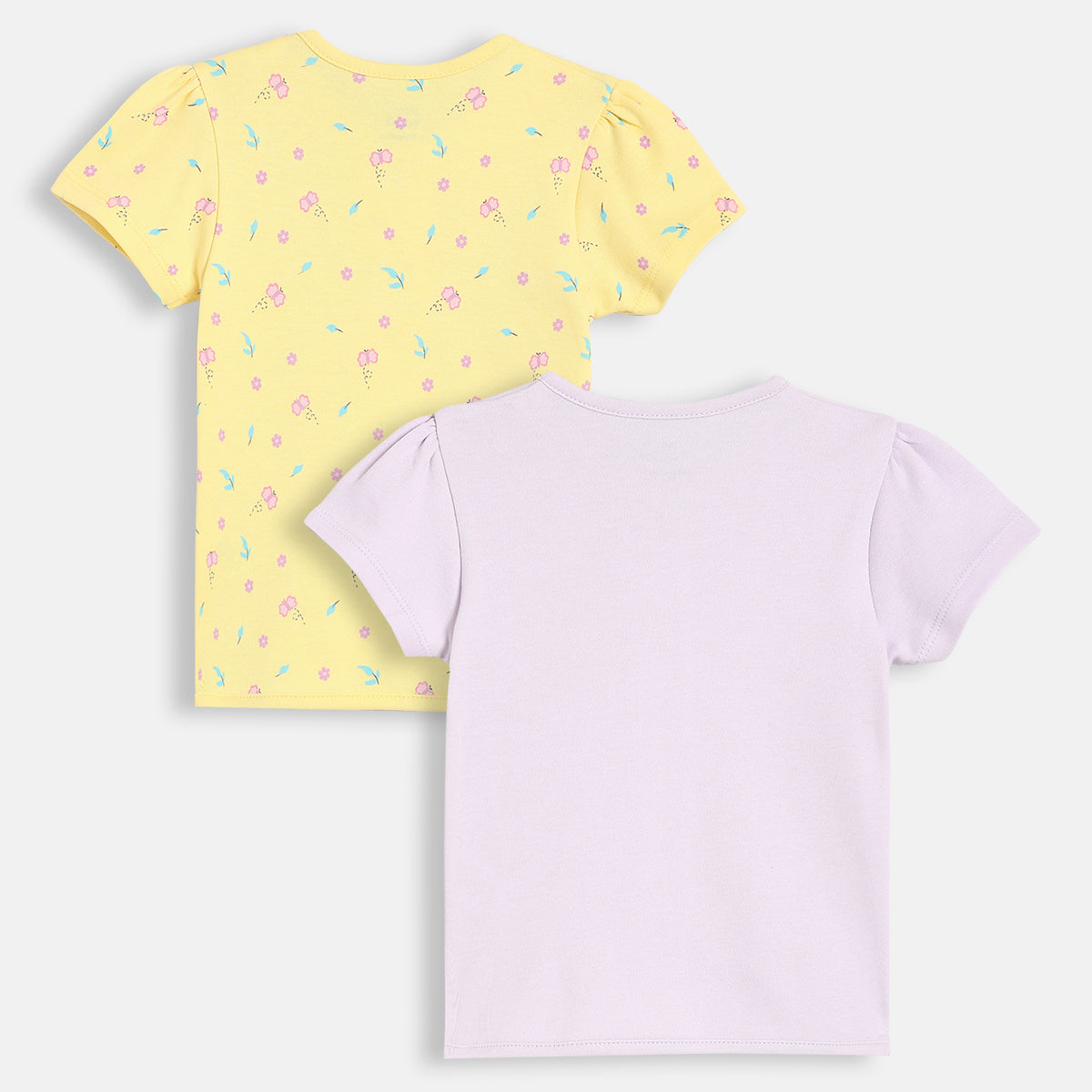 Baby Girls Floral Printed Front Open Vest Pack of 2, Yellow & Lavender