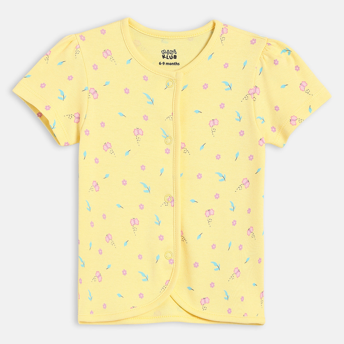 Baby Girls Floral Printed Front Open Vest Pack of 2, Yellow & Lavender