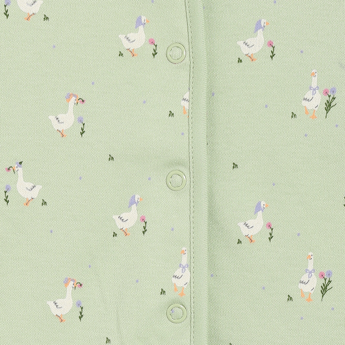 Baby Girls Duck Print and Striped Vests Pack of 2, Light Green and White