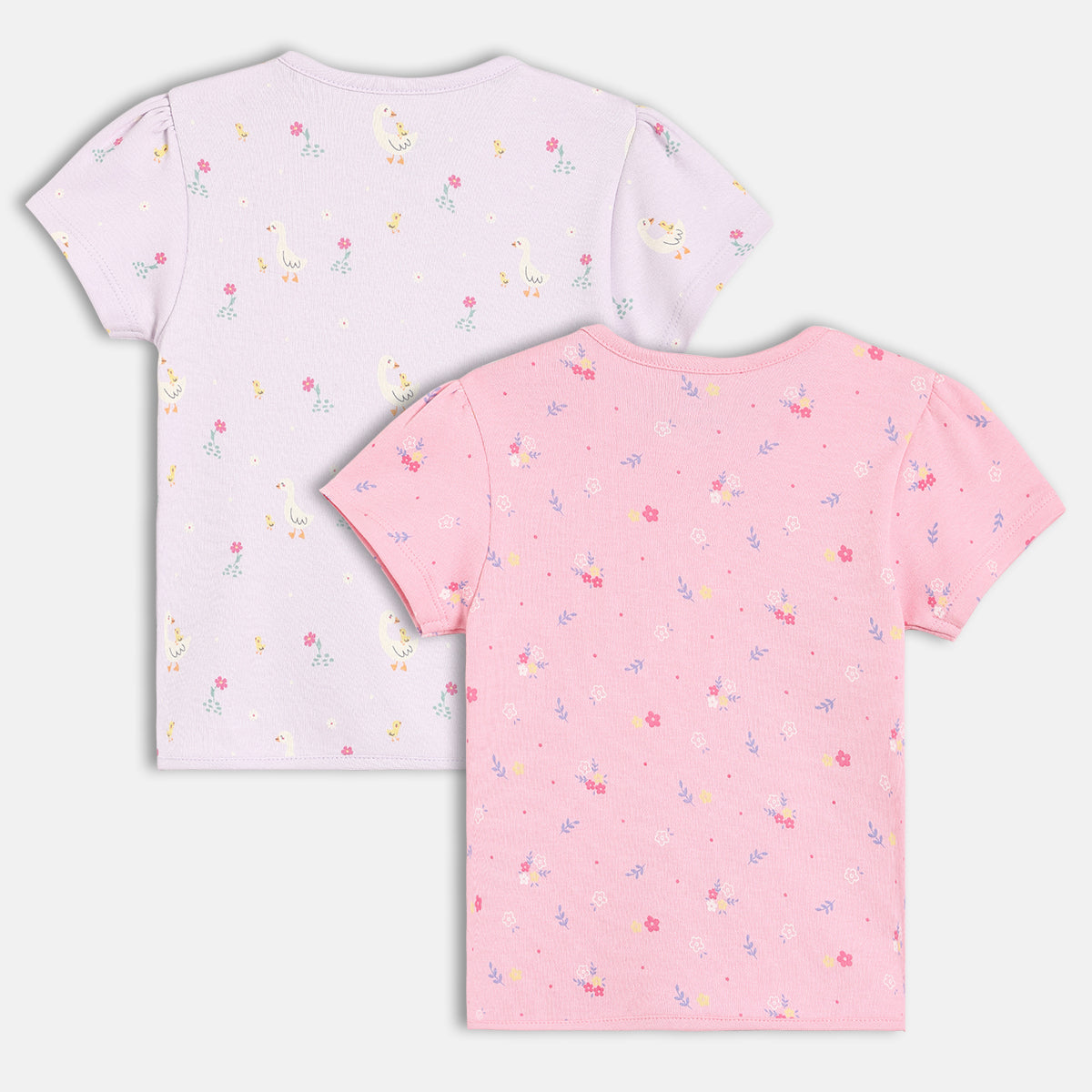 Baby Girls Printed Front Open Vest Pack of 2, Lavender & Pink