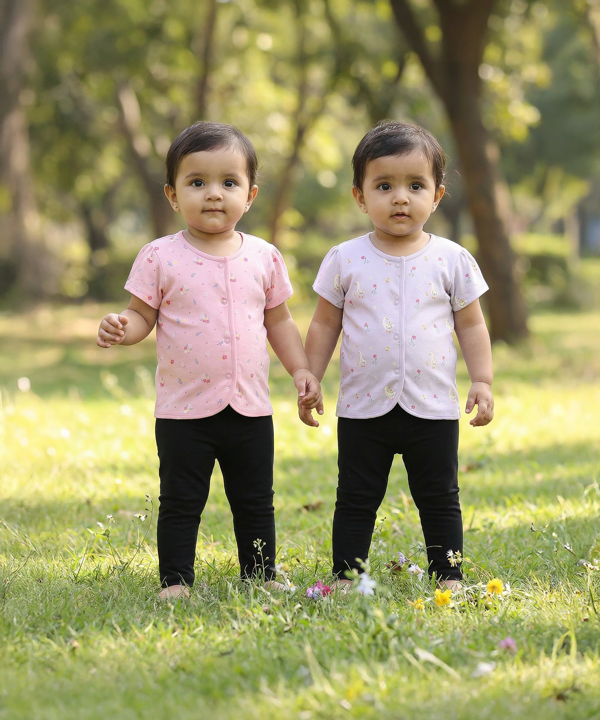 Baby Girls Printed Front Open Vest Pack of 2, Lavender & Pink