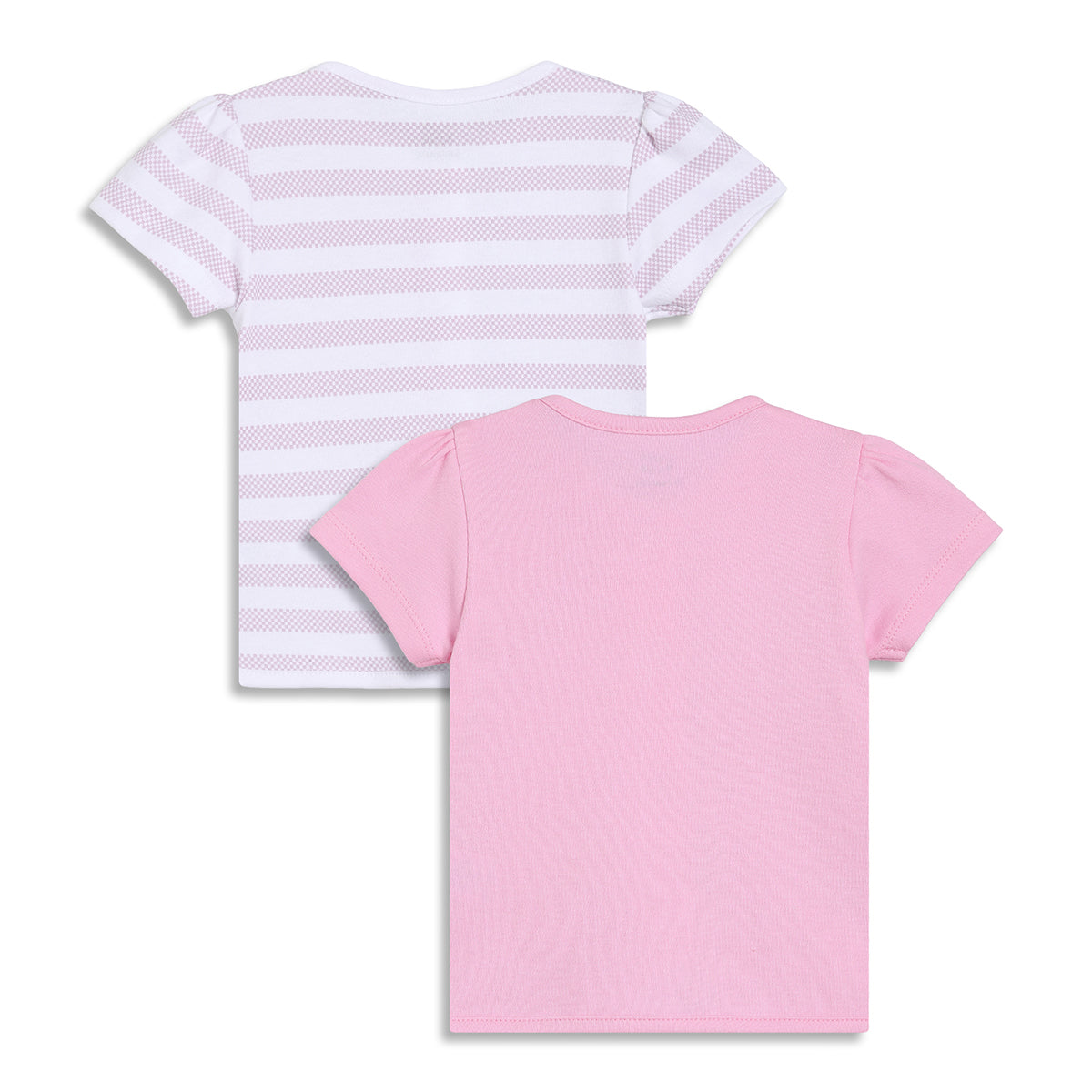 Baby Girls Striped and Graphic Print Front Open Vests Pack of 2, Pink and White