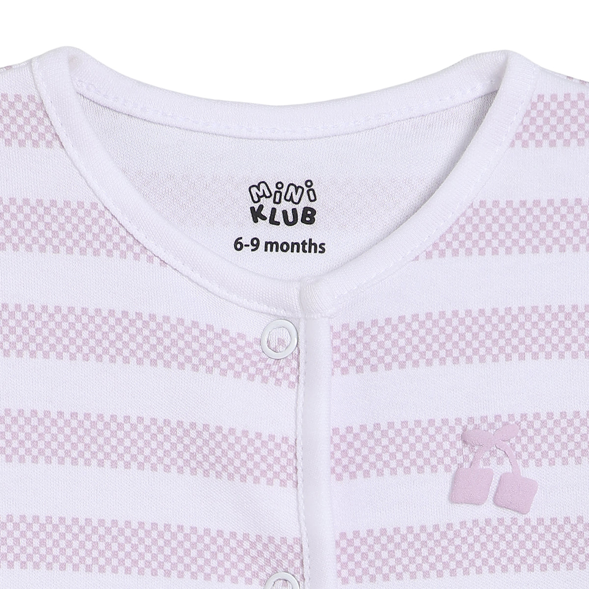 Baby Girls Striped and Graphic Print Front Open Vests Pack of 2, Pink and White