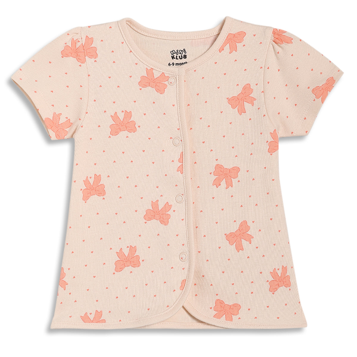 Baby Girls Bow Print Front Open Vest Pack of 2, Peach and Aqua Blue