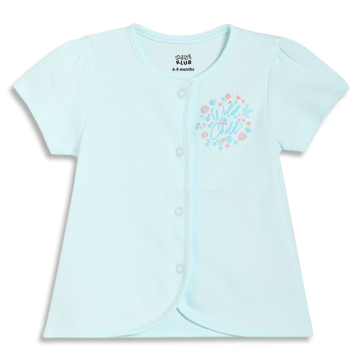 Baby Girls Bow Print Front Open Vest Pack of 2, Peach and Aqua Blue