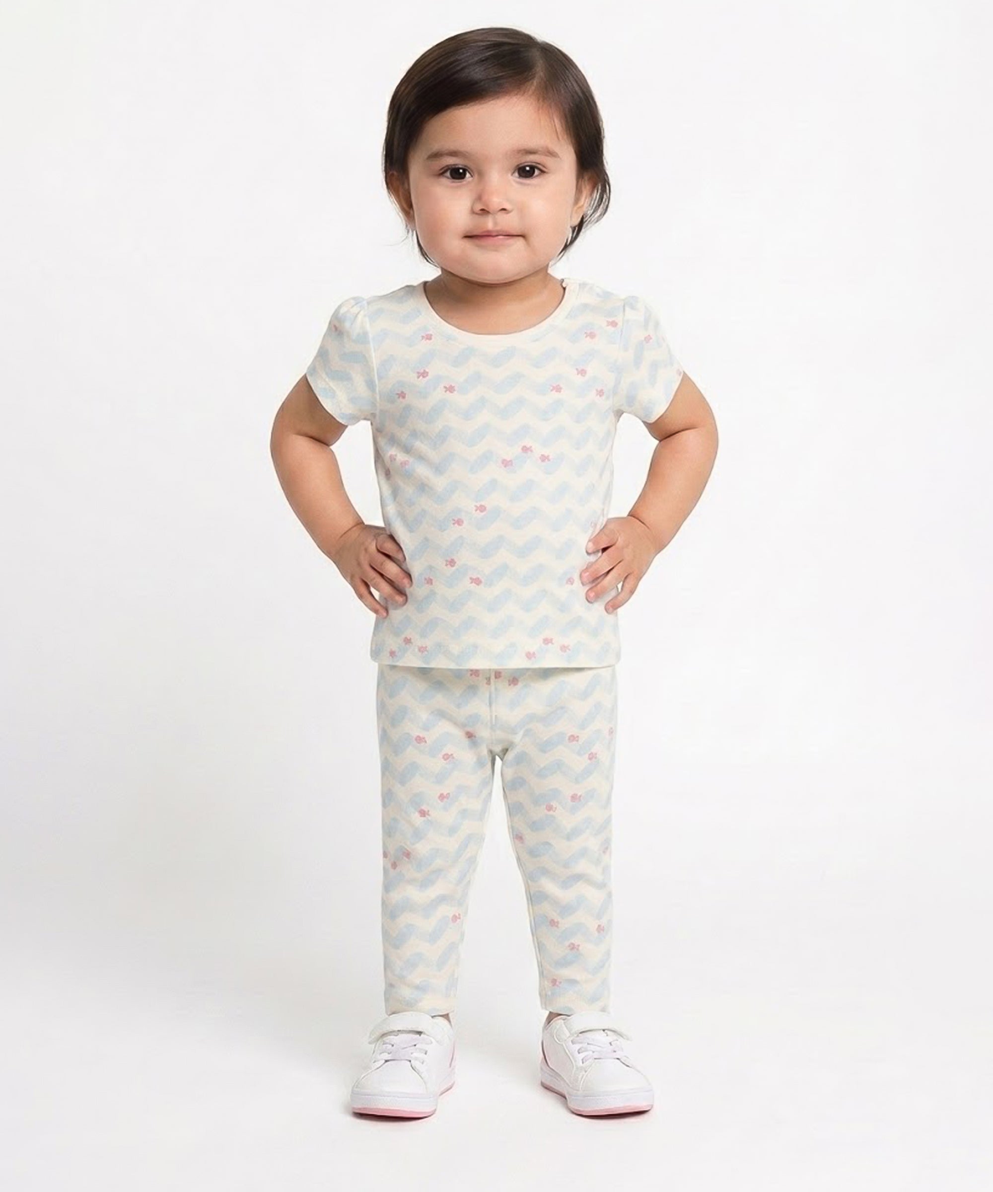 Baby Girls Solid And Sea Life Printed Knit Bottoms Pack Of 2, Multicolor