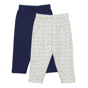 Baby Girls Solid And Sea Life Printed Knit Bottoms Pack Of 2, Multicolor