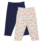 Baby Girls Solid And Sea Life Printed Knit Bottoms Pack Of 2, Multicolor