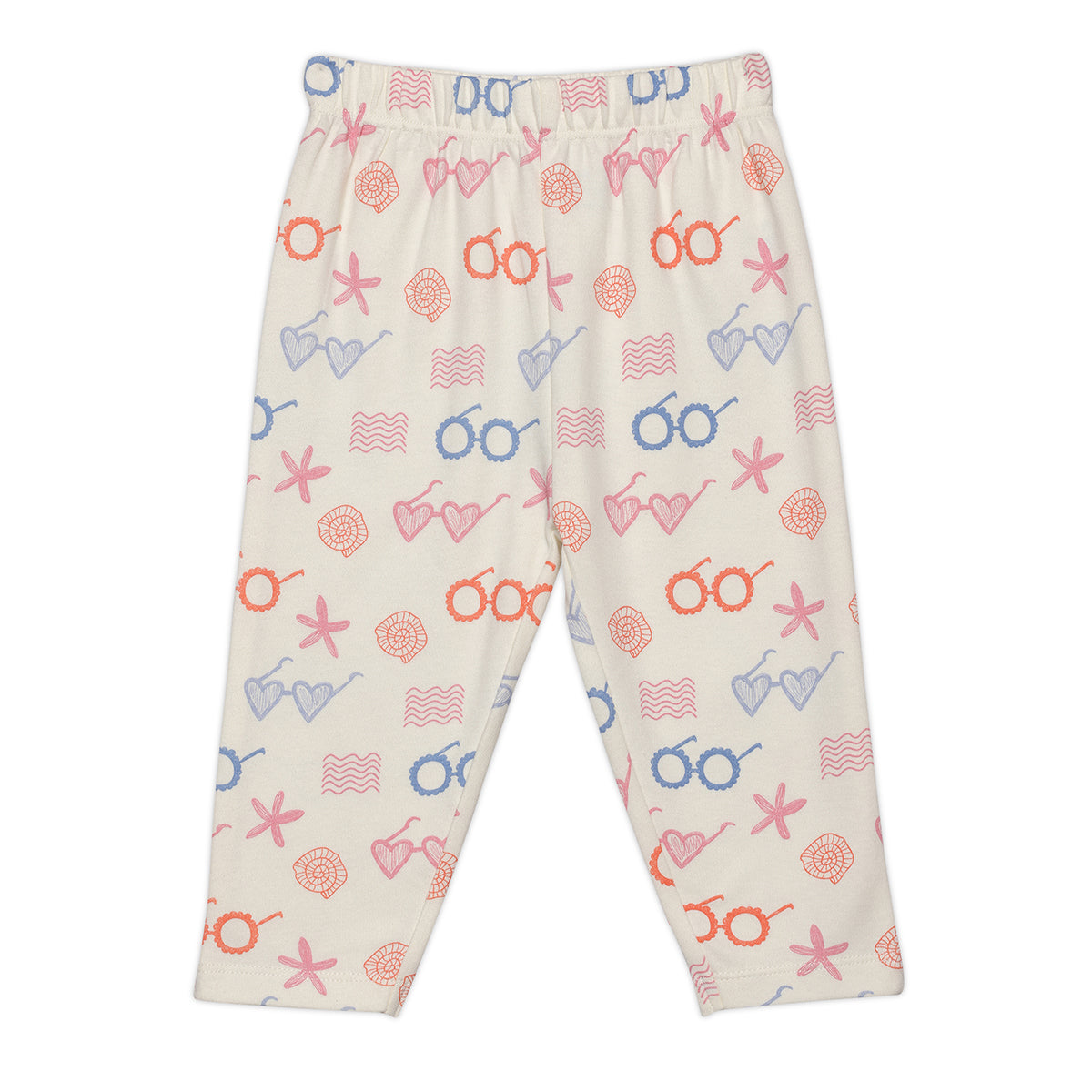 Baby Girls Solid And Sea Life Printed Knit Bottoms Pack Of 2, Multicolor